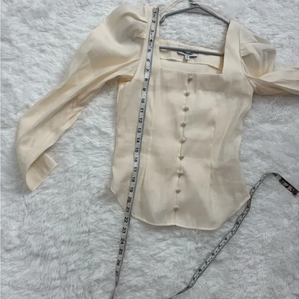 & Other Stories Cream Square Neck Button-Up Blouse Size 0 - Picture 10 of 11